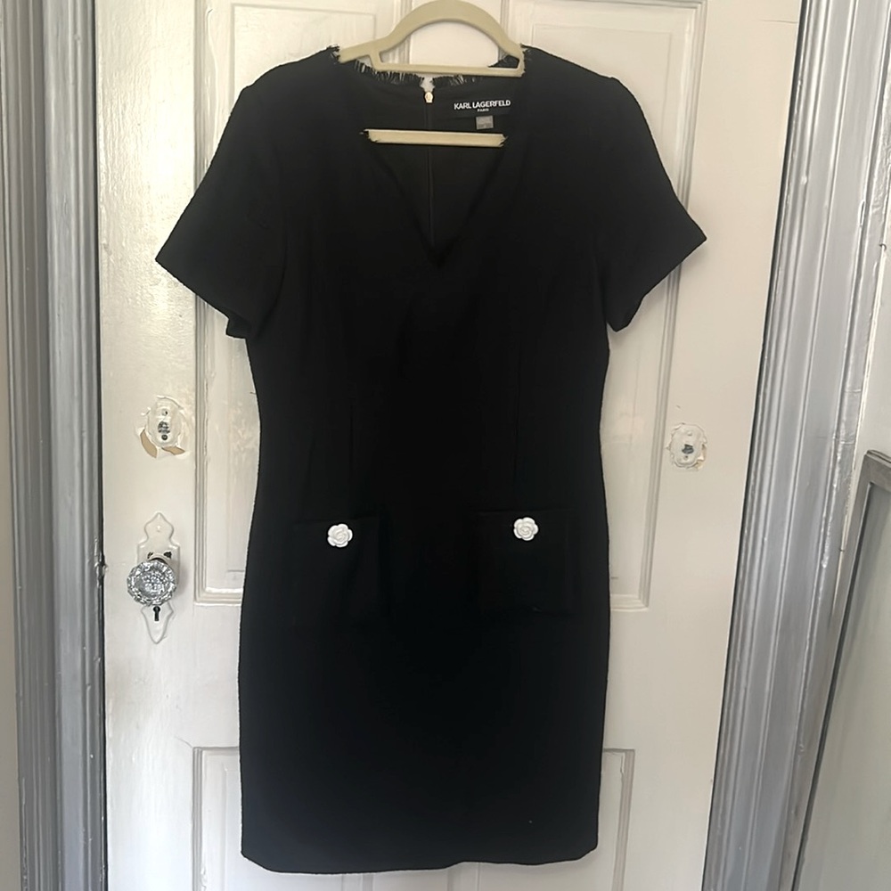 Karl Lagerfeld Little Black Twill Dress size 10